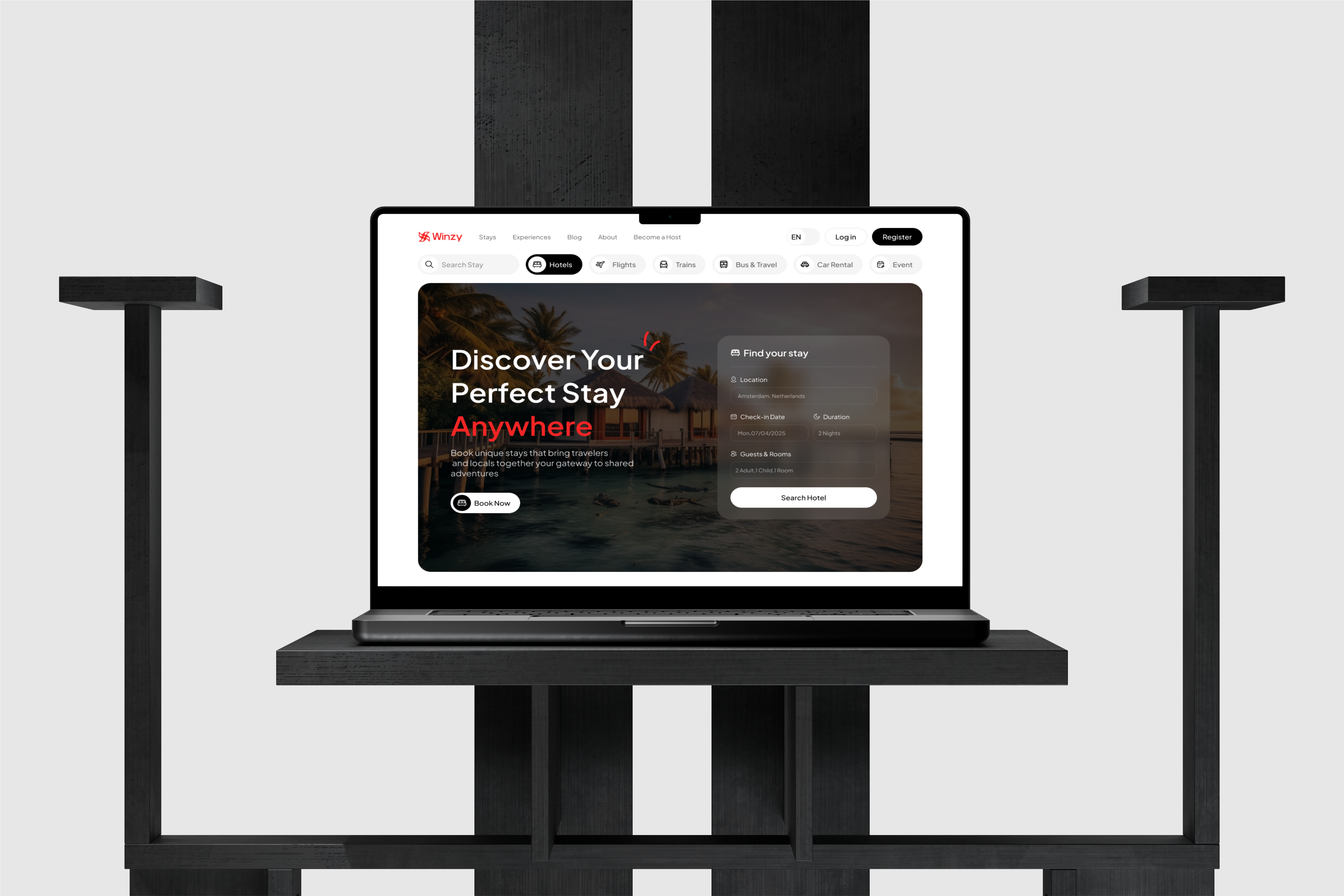 UI Wiki - Hotel Booking Website Mockup responsive tourism website