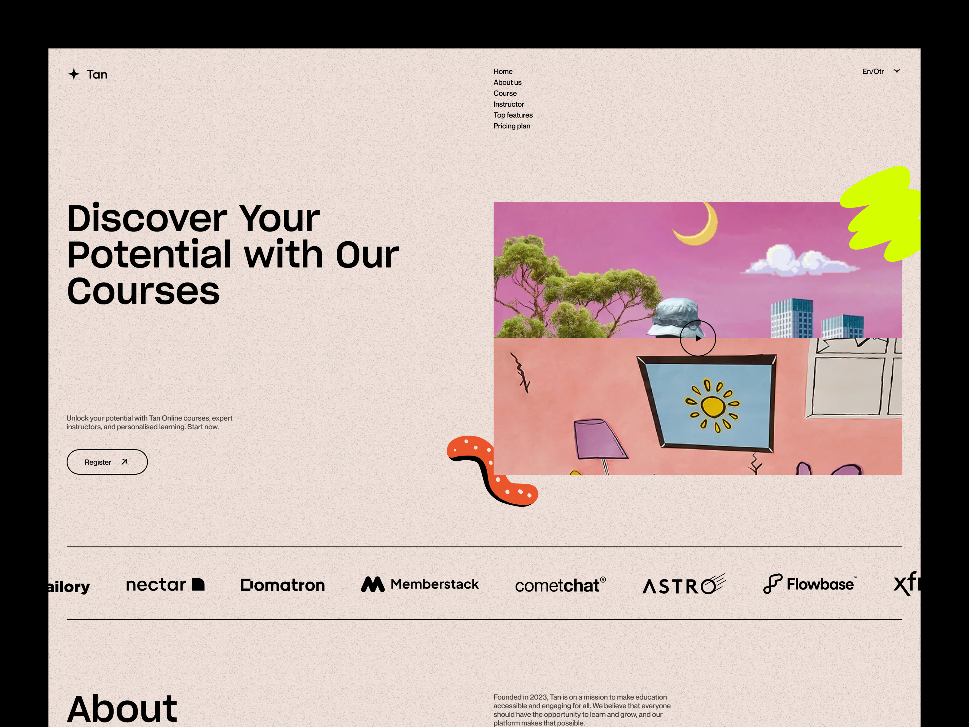 Online education platform - Web header course courses e learning edtech education edutech landing page learning management system learning platform online online learning school student study tanim ui ux website