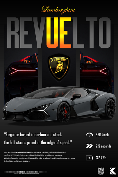 Revuelto poster car graphic design lamborghini poster revuelto