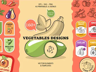 Vegetable and Organic Food Label Creator badges branding bundle cartoon design flat graphic design illustration labels logo menu recipe retro stickers vector vegetables vintage