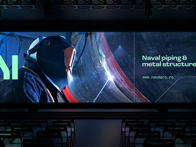 Navmaro branding blue branding communication graphic design industry logo metal naval navy pipes sea tech