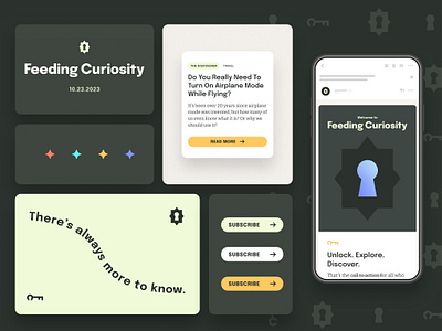 Feeding Curiosity Brand Design brand design brand identity branding curiosity email design graphic design green key keyhole logo logo design ui ui design