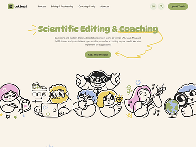 Lektorat - Main Page animation clean education fun knowledge lektorat logo motion graphics sience website