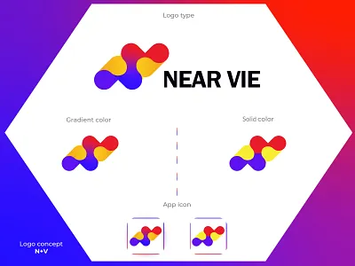 Near vie letter logo mark abstract app branding branding identity creative design gradient graphic design icon letter makr logo modern n letter near symbol v letter vie