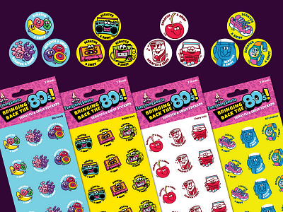 80s Fun characters design illustration package sticker typography