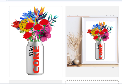 Diet Coke with wildflowers Wall Art app branding design graphic design illustration logo typography ui ux vector