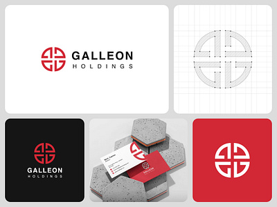 Galleon Holdings Modern Logo Design adobe illustrator brand logo brand logo design creative logo custom logo dribbble flat logo icon logo design logo design branding logo mockup logo presentation mark marufiam minimal logo minimalist logo design modern logo modern minimalist logo red