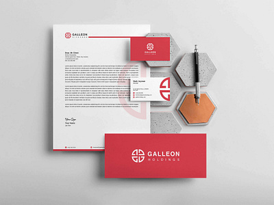 Modern Stationery Design for Galleon Holdings adobe illustrator brand identity brand logo branding guidelines branding mockup business card design creative logo custom logo dribbble letterhead logo design logo design branding logo presentation marufiam mockup modern logo stationery visual identity