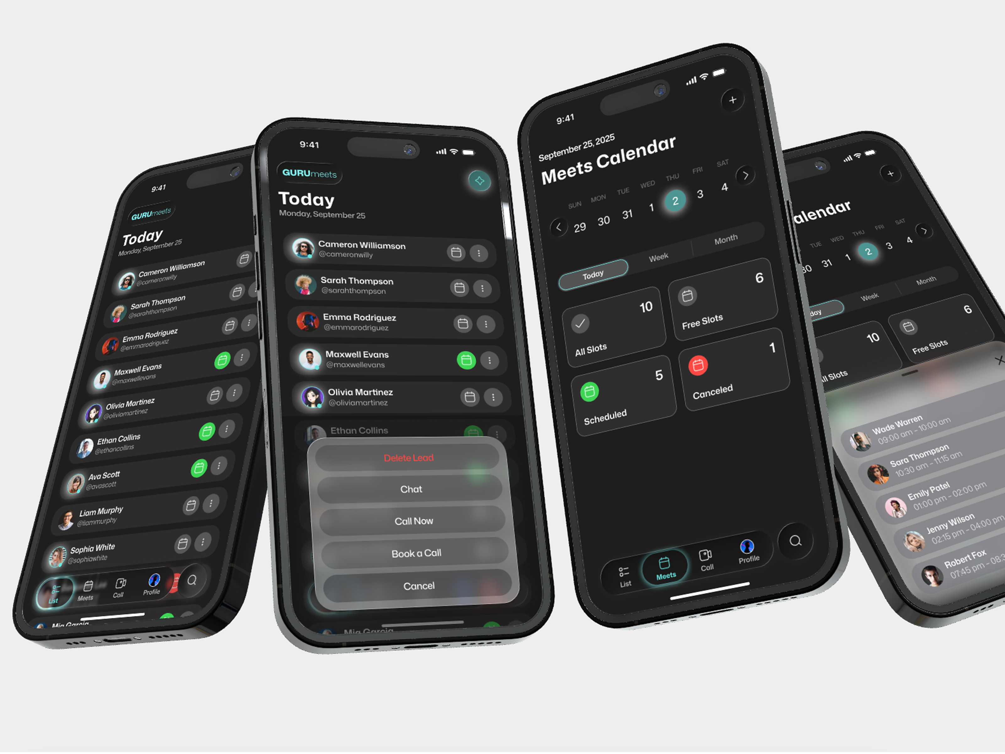 Meets App Concept – a smart platform ai app ai meeting app app design concept dark theme design futuredesign ios app design ios26 liquidglass meeting app mobileapp payments app product design scheduling ui design ux design videocalls zoom app