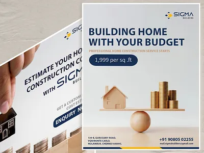 Sigma Builders – Poster Design on Budget & Cost Transparency 💰 branding construction design graphic design illustration instagram marketing sigma builders