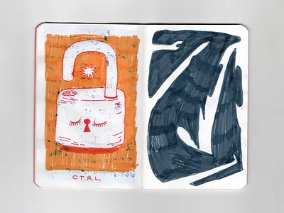 CTRL abstract art blesnoc contemporary control cristian drawing illustration journal modern painting sketchbook