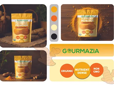 TURMERIC POWDER POUCH PACKAGING | SPICE PACKAGING branding design graphic design illustration label design packaging design pouch design pouch label powder product label design spice spice packaging spice powder spices turmeric turmeric packaging turmeric pouch turmeric pouch design