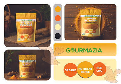 TURMERIC POWDER POUCH PACKAGING | SPICE PACKAGING branding design graphic design illustration label design packaging design pouch design pouch label powder product label design spice spice packaging spice powder spices turmeric turmeric packaging turmeric pouch turmeric pouch design