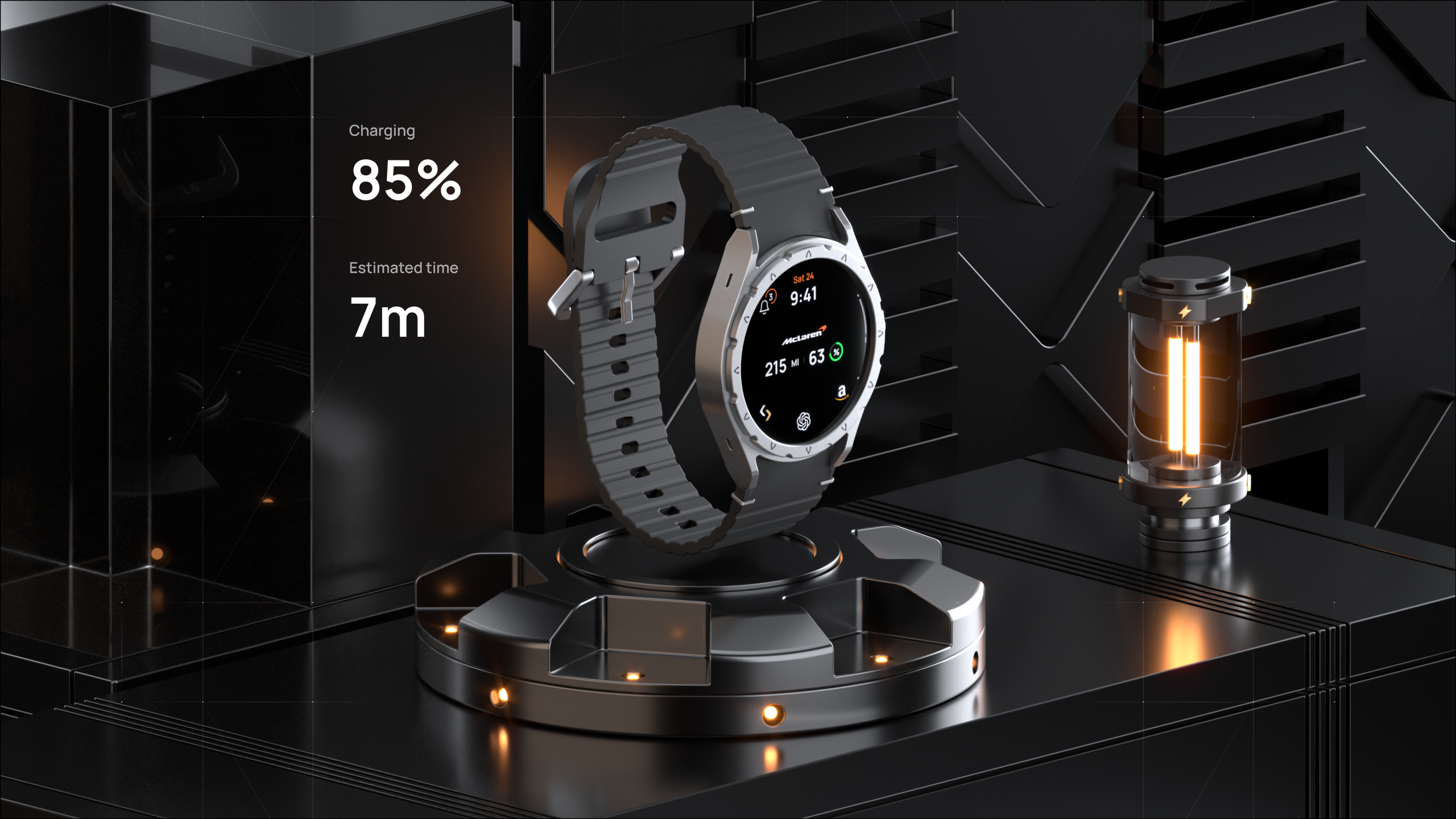 Vulcan - Docking Station​​​​​​​​​​​​​​ 3d app docking station light motion os smart watch ui ux