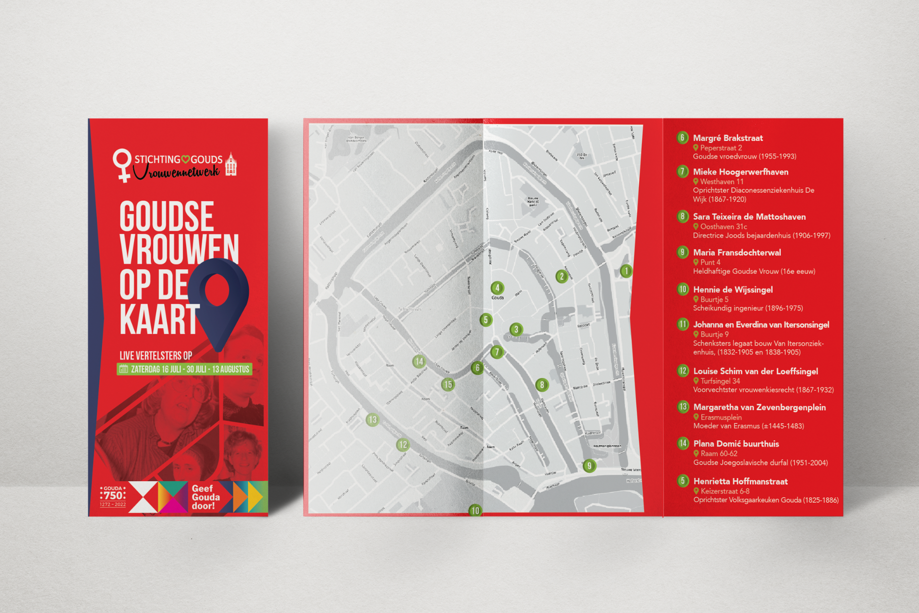 Folder Design – “Goudse Vrouwen op de Kaart” for Stichting Gouds folder graphic design illustrator map women