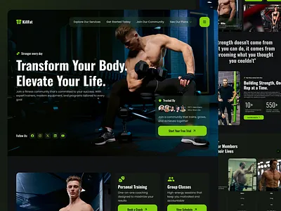 KillFat – Gym & Fitness Landing Page UI Design gym gym landing page gym website