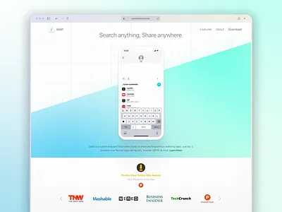Slash Keyboard Landing Page app design gradient homnepage interface design ios keyboard landing page phones slash splash page uiux web design website