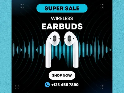 Earbuds Social Media Post branding color design graphic design illustration illustrator logo poster social media post vector