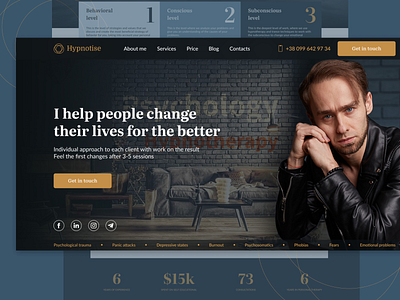 Hypnotise - Website for Psychology Consulting & Hypnosys app app design branding design hypnosis hypnotherapy landing landing page logo psychology ui uidesign uiux ux website