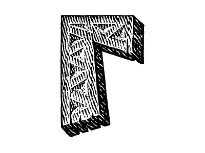 Г black and white engraving illustration letter scratchboard woodcut