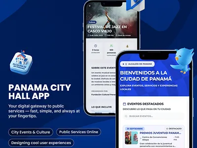 Panama City Hall App app design blue graphic design mobile app product design ui ux design
