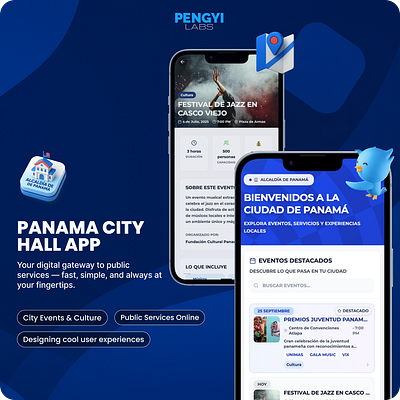 Panama City Hall App app design blue graphic design mobile app product design ui ux design