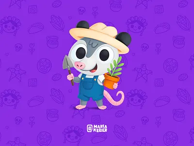 🌱🦝 Gardener Tlacuache — Character Design for Brands brandidentity branding cartoon style character design dribbble garderning illustration mascot design messico mexicanart mexico tlacuache メキシコ