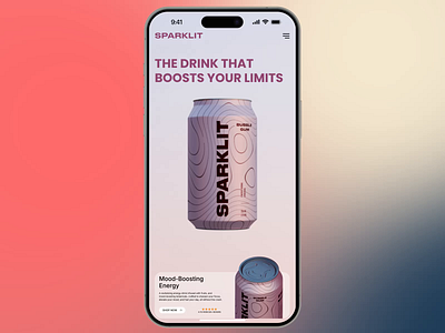 Mobile website - SPARKLIT 3d animation can drink energy graphic design ios motion design phone prototype uiux website