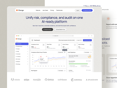 B2B SaaS Landing Web Design admin app b2b b2b saas chart corporate dashboard grc hero interaction landing page product design saas software ui ux web web app web design website