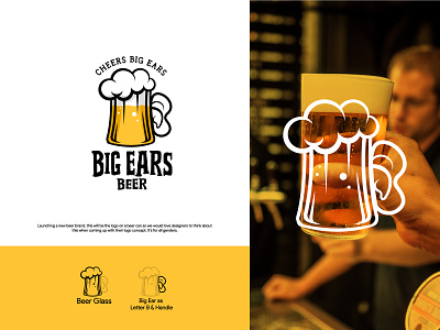 Big Ears Beer | Letter B Brewery Logo Design 3d alcohol b logo beer branding brewery brewing craft beer ears logo glass logo graphic design illustration initial logo letter b logo mascot modern logo packaging retro vintage