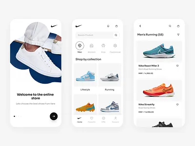 Nike Mobile App branding design illustration logo mobile app design mobileapp nike mobile app shoes app design tecorb ui userinterface ux vector