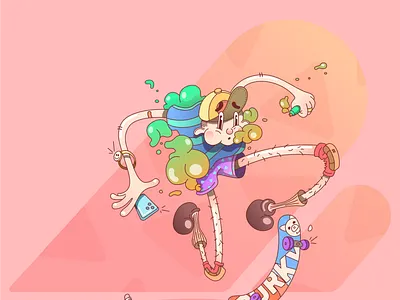 Porky Skate Desk - Illustration kickflip skateboard vape