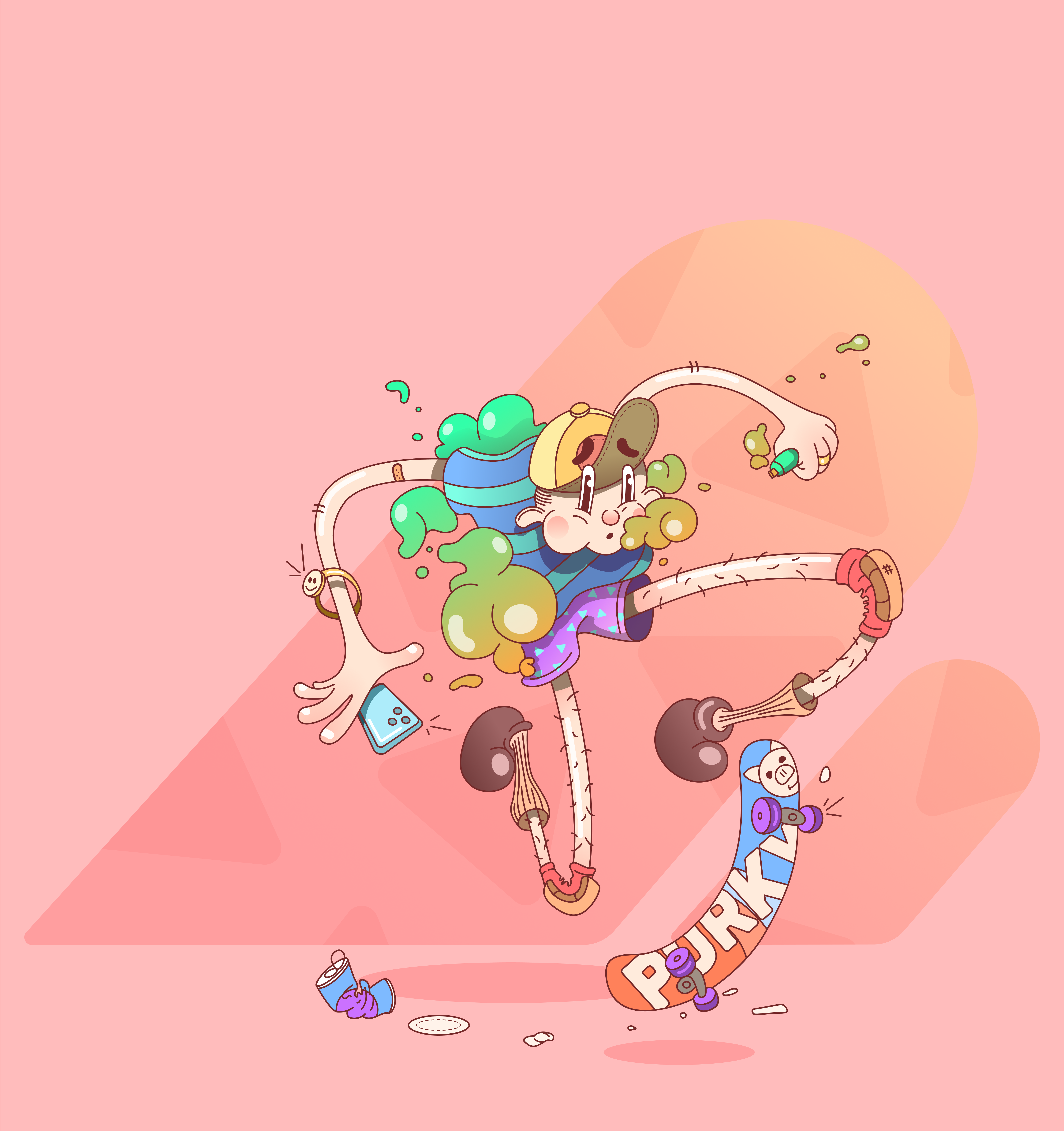 Porky Skate Desk - Illustration
