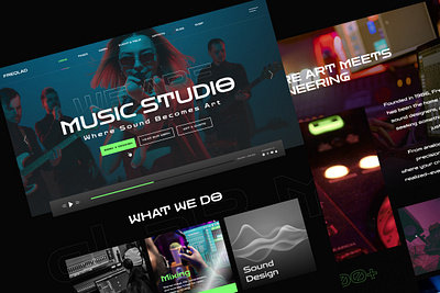 FreqLab_Music & Video Landing Page agency album band beat concert creative discography event guitar mastering mixing music recording singer sound design studio tour ui uikits visual design