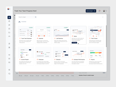 Add Widget & Notif dashboard design ui ui design ux
