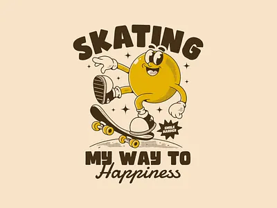 Retro skating character illustration retro vibes