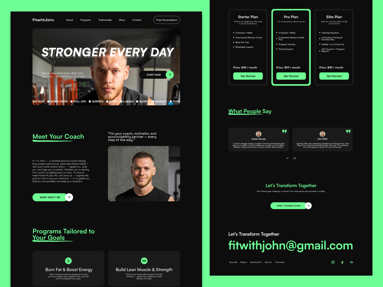 Personal Trainer Website Landing Page conversionfocuseddesign wellnessbrand