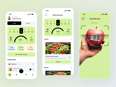 AI Powered Food Calorie Tracker App activity ai calorie app ui design breakfast calorie tracker calories tracker app diet planning app fitness fitness app food food app food calorie healthy minimal mobile nutrition nutrition app statistics tracker wellness