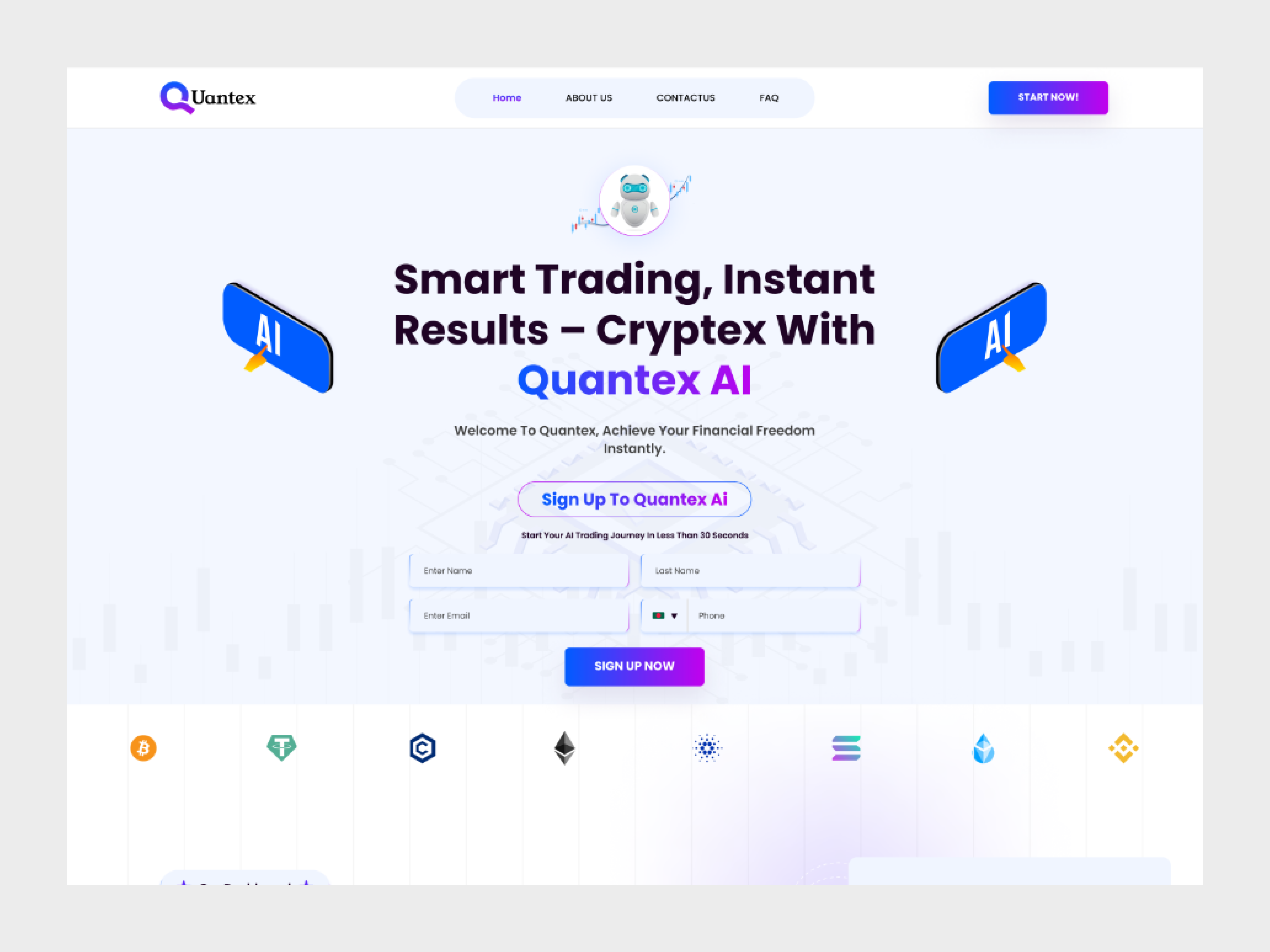 AI Trading Website. trading website trading website landing page