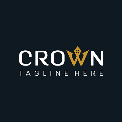 Letter W Crown House Real Estate Wordmark Logo for sale agent broker buy crown elegant for sale house letter w logo management mortgage premade properties purchase ready made real estate realty rental top