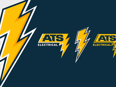ATS Electrical Brand badge branding bright color business logo electrical energy home services illustration lighting lighting bolt logo logo design mark power symbol type typography volt