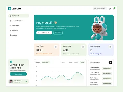 Dashboard UI Design for Lead Magnet SaaS design figma landing page ui web web design website website mockup