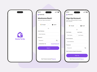 Sign In & Sign Up Screen UI/UX 2fa appredesignux authentication ui authenticationux cleanappdesign figmaappdesign forgotpasswordui login form minimalappui mobile app design mobileappuiux mvpappdesign onboardingui otp verification registration settings screen sign in sign up two factor verification
