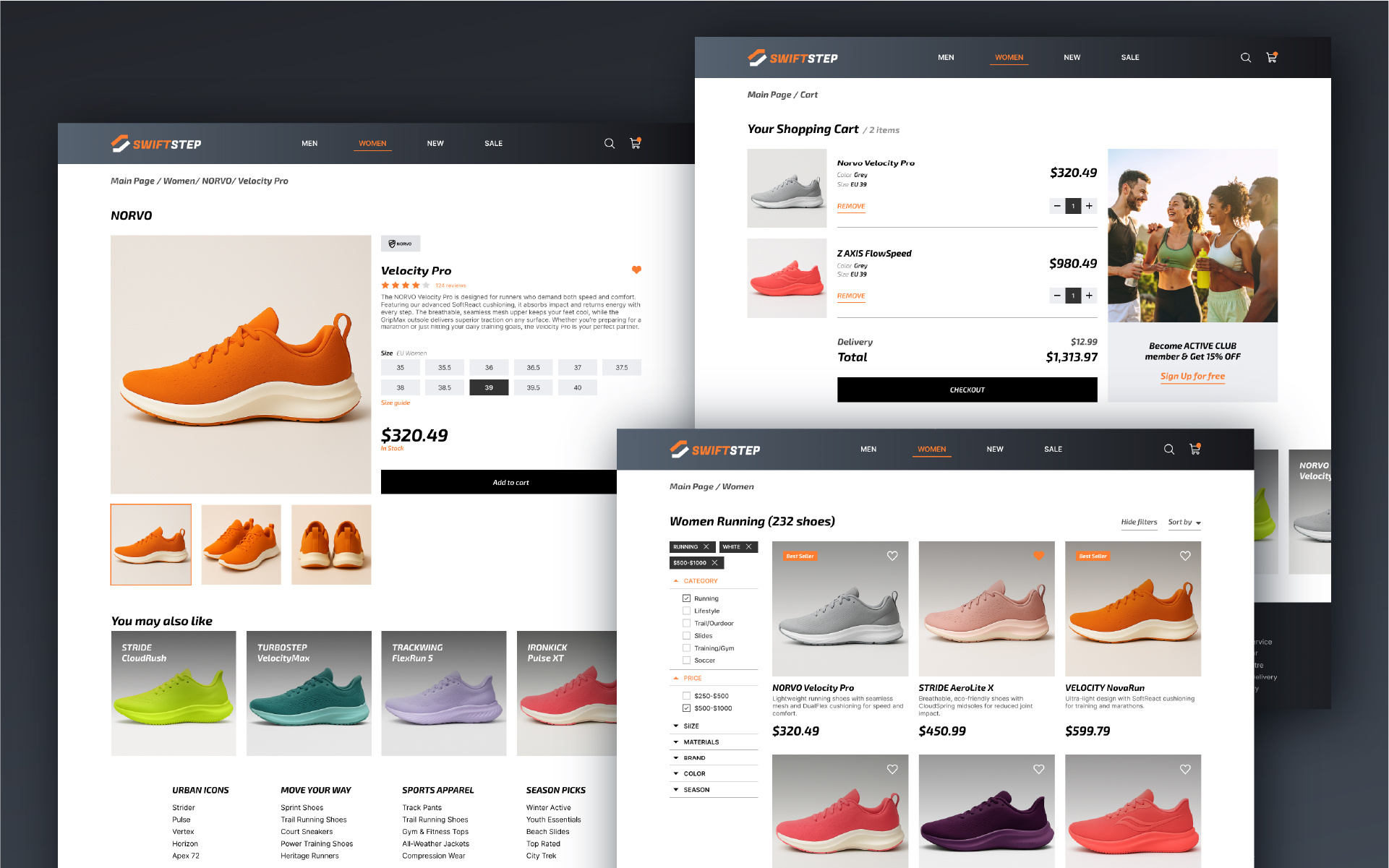 Sports footwear online store ecommerce footwear landing online shoes shop sport store web webpage