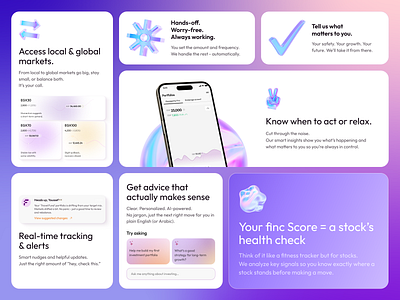 FinTech Landing Page Design 3d bento dark design desktop fintech gradients grid landing light neon purple violet