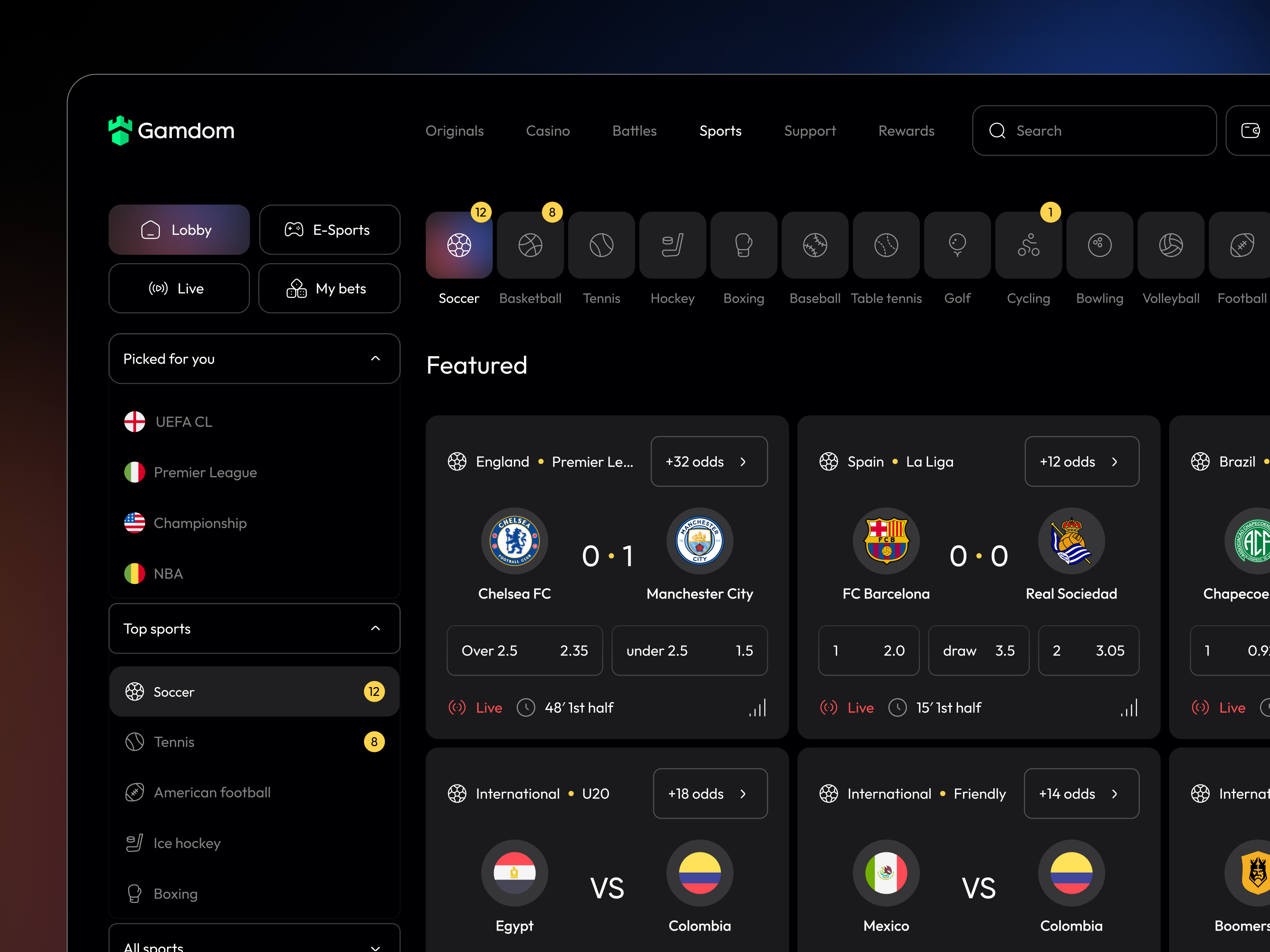 Example of Betting Platform UI/UX Design
