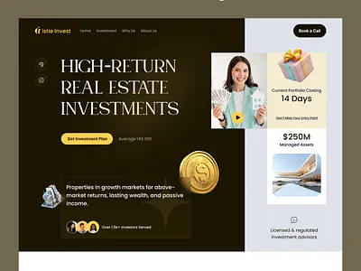 High-Return Real Estate Investment Website — UI/UX Design figma apps design financeui fintechui investment investment landing page investmentwebsite istie iftear landing page landingpagedesign luxurywebsite real estate real estate investment real estate website realestateui saasdesign uiuxdesign webdesign website