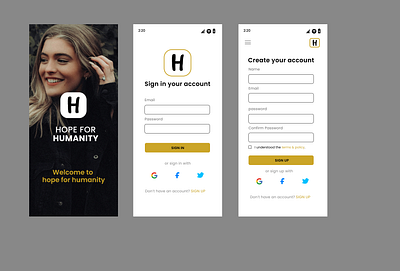Mobile App sign in / Sign up page minimal design
