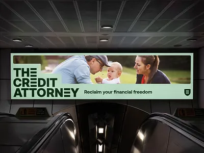 The Credit Attorney Branding and Website attorney billboard branding business cards credit graphic design help icon lawyer legal logo print protect protection smart visual identity wordmark