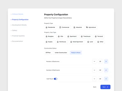 Property Configuration Dashboard – Simple & Powerful branding clean ui construction status exciting new projects experience for clients illustration manage details management easier for agents minimal layout modern style property configuration dashboard property owners property records structured real estate professionals real estate saas platform realestate simple powerful staff rooms uiux